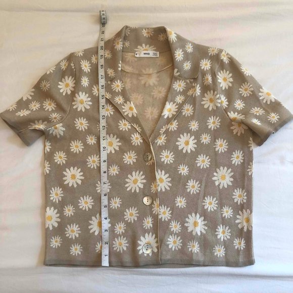 Mango Floral Short-Sleeve Collar Cardigan Button Up Shirt - Picture 8 of 10